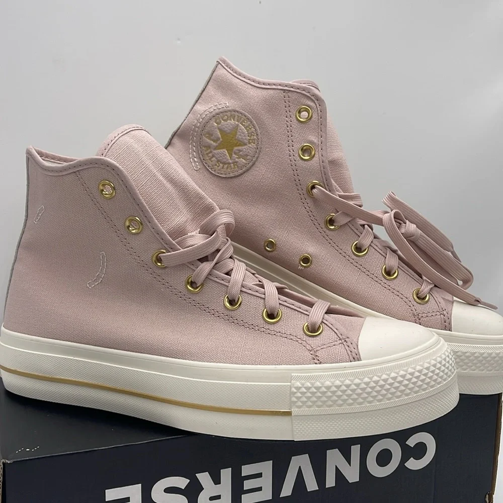 Converse WMNS CTAS LIFT HI FLUSH STONE/EGRET/GOLD A10431C Platforms Sneakers
